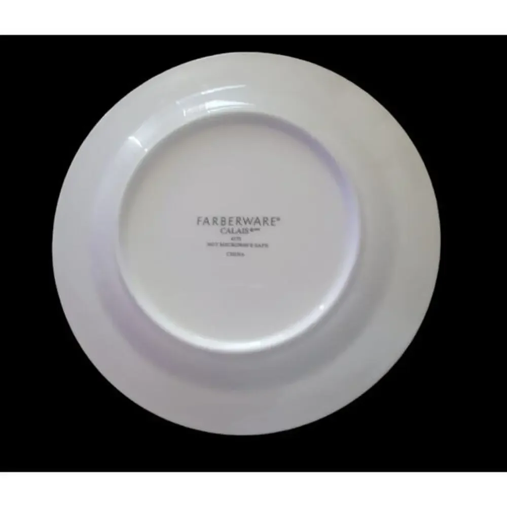 Farberware Calais 4173 Salad Plates White Embossed Designed Gold Trim‎ Set of 4